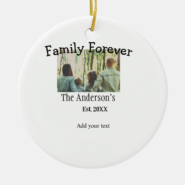 Ornamento De Cerâmica Adicionar nome de família foto ano rusticidade fer (Frente)