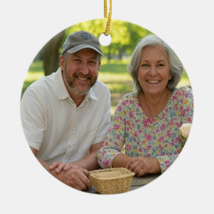 Ornamento De Cerâmica Adicionar Personalização de Foto Aposentada