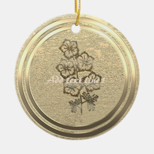 Ornamento De Cerâmica Adicionar texto Dourado Larkspur Delphinium