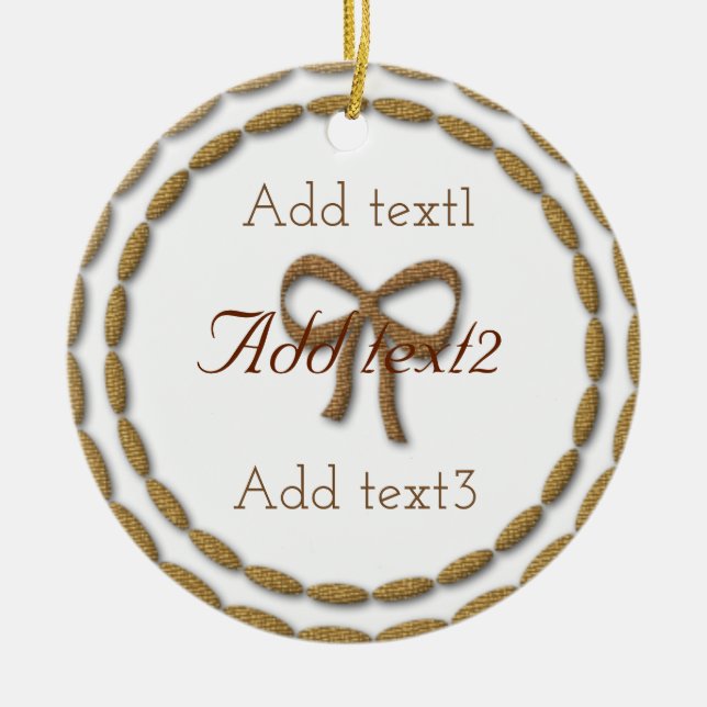 Ornamento De Cerâmica Adicionar Texto Magnético Arco Dourado Bebês Natal (Frente)