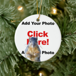Ornamento De Cerâmica Adicionar um esquilo personalizado Photobomb Adici