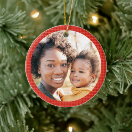 Ornamento De Cerâmica Adicionar Xadrez Vermelha Clássica Moderna de Foto