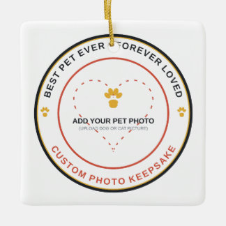Ornamento De Cerâmica Adicione a foto do seu animal de estimação Melhor