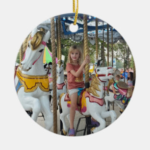 Ornamento De Cerâmica Adicione a foto do seu filho a este Natal