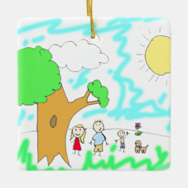 Ornamento De Cerâmica Adicione a Trabalho de arte do seu filho a este Na