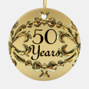Ornamento De Cerâmica Adicione nomes 50 do aniversário anos de ornament