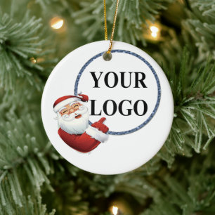 Ornamento De Cerâmica Adicione seu feriado de Natal de logotipo