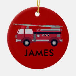 Ornamento De Cerâmica Adicione seu nome Red Fire caminhão Personalizado
