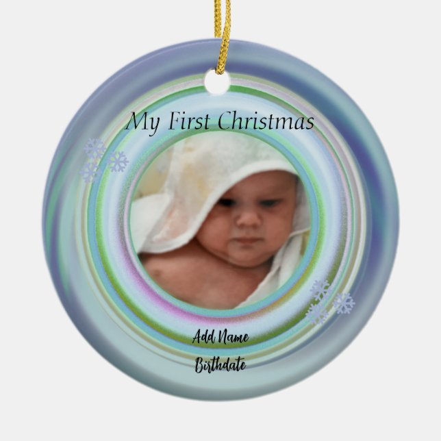 Ornamento De Cerâmica Adicione seu pedido fotográfico de cerâmica multic (Frente)