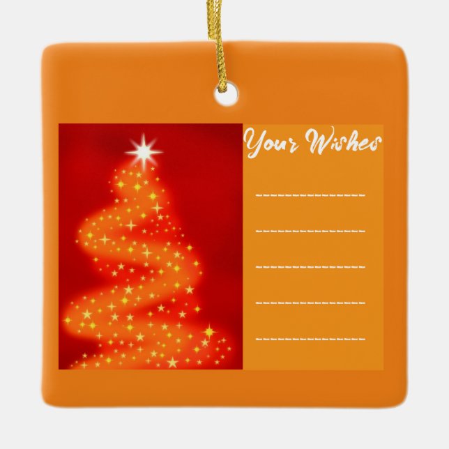 Ornamento De Cerâmica Adicione sua árvore de Natal vermelha e dourada de (Frente)