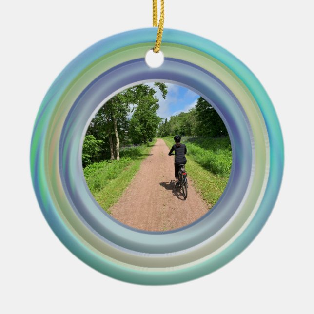 Ornamento De Cerâmica Adicione sua foto ao pedido cerâmico de anéis (Frente)