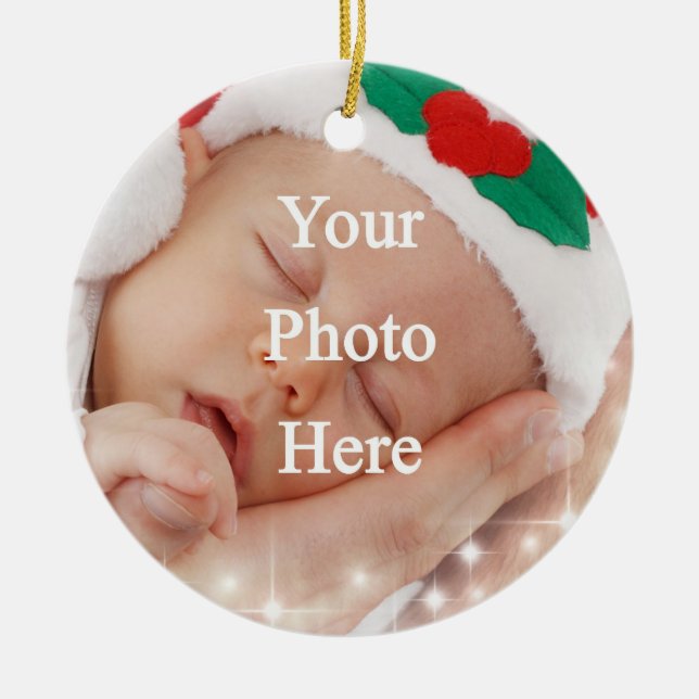 Ornamento De Cerâmica Adicione sua própria foto (Frente)