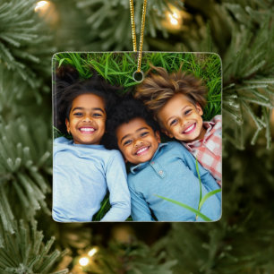 Ornamento De Cerâmica Adicione uma foto da família a este Natal Personal