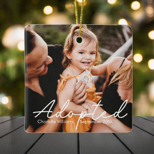 Ornamento De Cerâmica Adoção Infantil com Foto Personalizada Moderna
