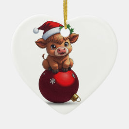 Ornamento De Cerâmica adorable baby highland cow sitting