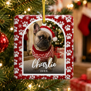 Ornamento De Cerâmica Adorable Pet Divertido 2 Foto Natal