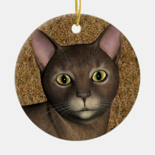 Ornamento De Cerâmica Adorável Brown Cat