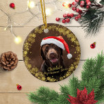 Ornamento De Cerâmica Adorável Cachorro Puppy Pet Primeiro Natal Foto Si<br><div class="desc">Adorável Cão Cachorro Puppy Pet Primeiro Ornament Cerâmico Foto de Natal</div>