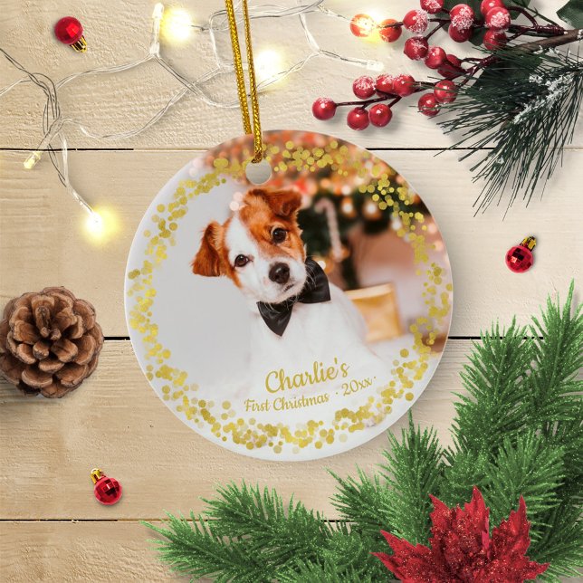 Ornamento De Cerâmica Adorável Cachorro Puppy Pet Primeiro Natal Foto Si (Criador carregado)