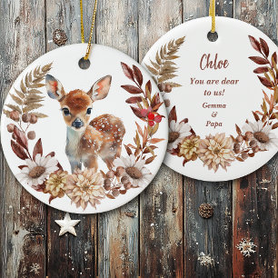 Ornamento De Cerâmica Adorável Deer Fawn Wreath neta