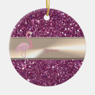 Ornamento De Cerâmica Adorável Flamingo Rosa Fofo Em Brilho