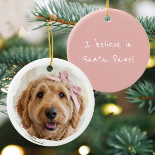 Ornamento De Cerâmica Adorável Foto Personalizada de Natal Cachorro Pet