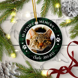 Ornamento De Cerâmica Adorável Memorial de Gato Rústico Personalizado co