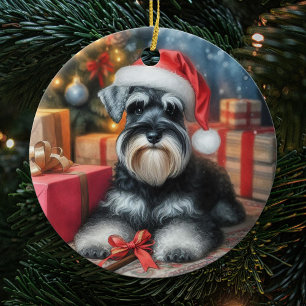 Ornamento De Cerâmica Adorável Natal de Cachorro de Miniatura