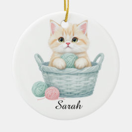 Ornamento De Cerâmica Adorninho de Gatinho de Fio Encantador
