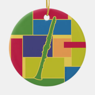 Ornamento De Cerâmica Adorno Clarinete Colorblocks