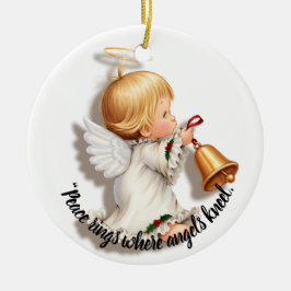 Ornamento De Cerâmica Adorno de Anjo de Natal com uma Campainha