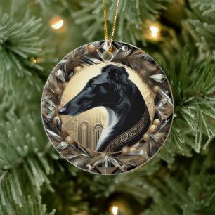 Ornamento De Cerâmica Adorno de Beleza Borzoi Preto