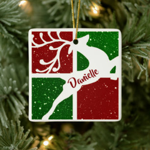 Ornamento De Cerâmica Adorno de cerâmica personalizado de veado de Natal