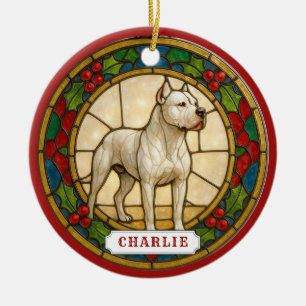Ornamento De Cerâmica Adorno de Círculo de Cerâmica do Cão Dogo Argentin