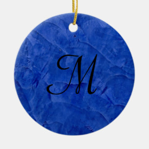 Ornamento De Cerâmica Adorno de Círculo de Monograma de Pedra Falsa Azul