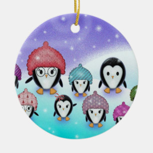 Ornamento De Cerâmica Adorno de Família de Pinguim Fofo