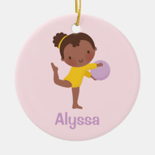 Ornamento De Cerâmica Adorno de Ginástica de Menina Afro-Americana
