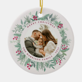 Ornamento De Cerâmica Adorno de Grinalda de Natal com Foto de Vegetação 