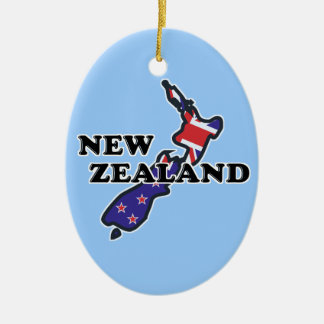 Ornamento De Cerâmica Adorno de Kiwi com Bandeira da Nova Zelândia
