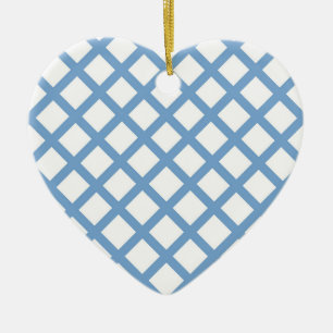 Ornamento De Cerâmica Adorno de Listra de Diamante Harlequim Branco Azul