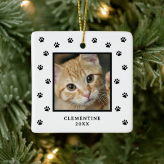 Ornamento De Cerâmica Adorno de Natal com Foto de Animal de Estimação e 