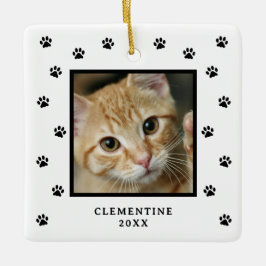 Ornamento De Cerâmica Adorno de Natal com Foto de Animal de Estimação e 