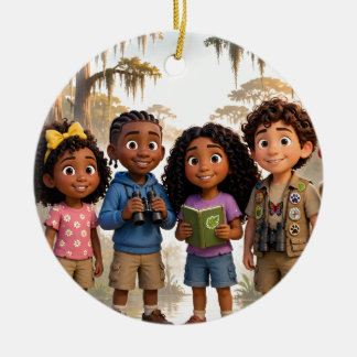 Ornamento De Cerâmica Adorno de Natal da Equipe Lil' Bayou Explorers