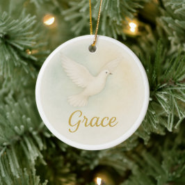 Ornamento De Cerâmica Adorno de Natal em Aquarela "Graça"