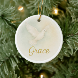 Ornamento De Cerâmica Adorno de Natal em Aquarela "Graça"