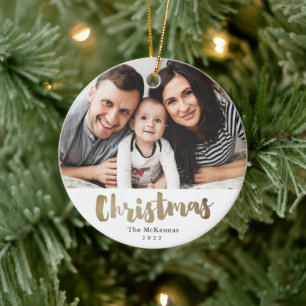 Ornamento De Cerâmica Adorno de Natal em Cerâmica com foto da família em
