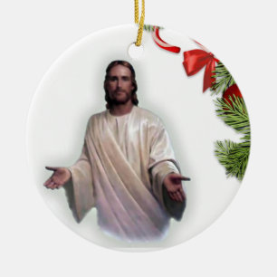 Ornamento De Cerâmica Adorno de Natal em Círculo, Jesus Cristo