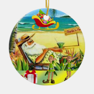 Ornamento De Cerâmica Adorno de Natal em forma de círculo, Papai Noel de