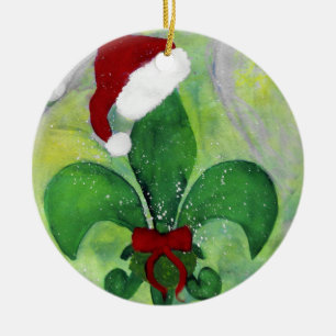 Ornamento De Cerâmica Adorno de Natal Santa Fleur de lis
