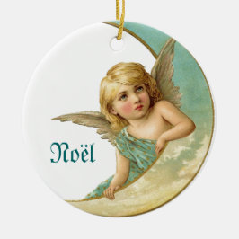 Ornamento De Cerâmica Adorno de Natal Vintage Anjo e Lua Noel